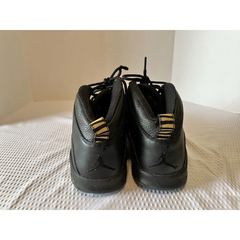 Jordan 10 Retro NYC 2016 Black Leather Shoes Sneakers 310805-012, US Sz 14 EUC!